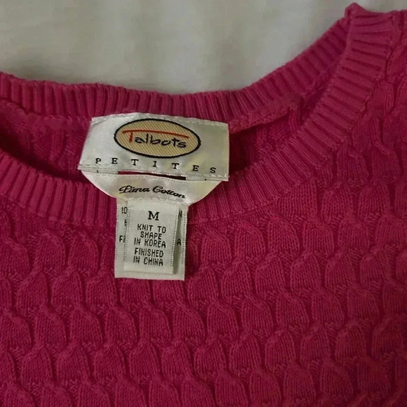 Women’s Talbots Pima Cotton Cable Knit Crew Neck Sweater Size Medium Petite - Picture 3 of 3